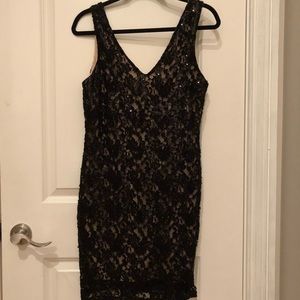 Black lace V cocktail dress